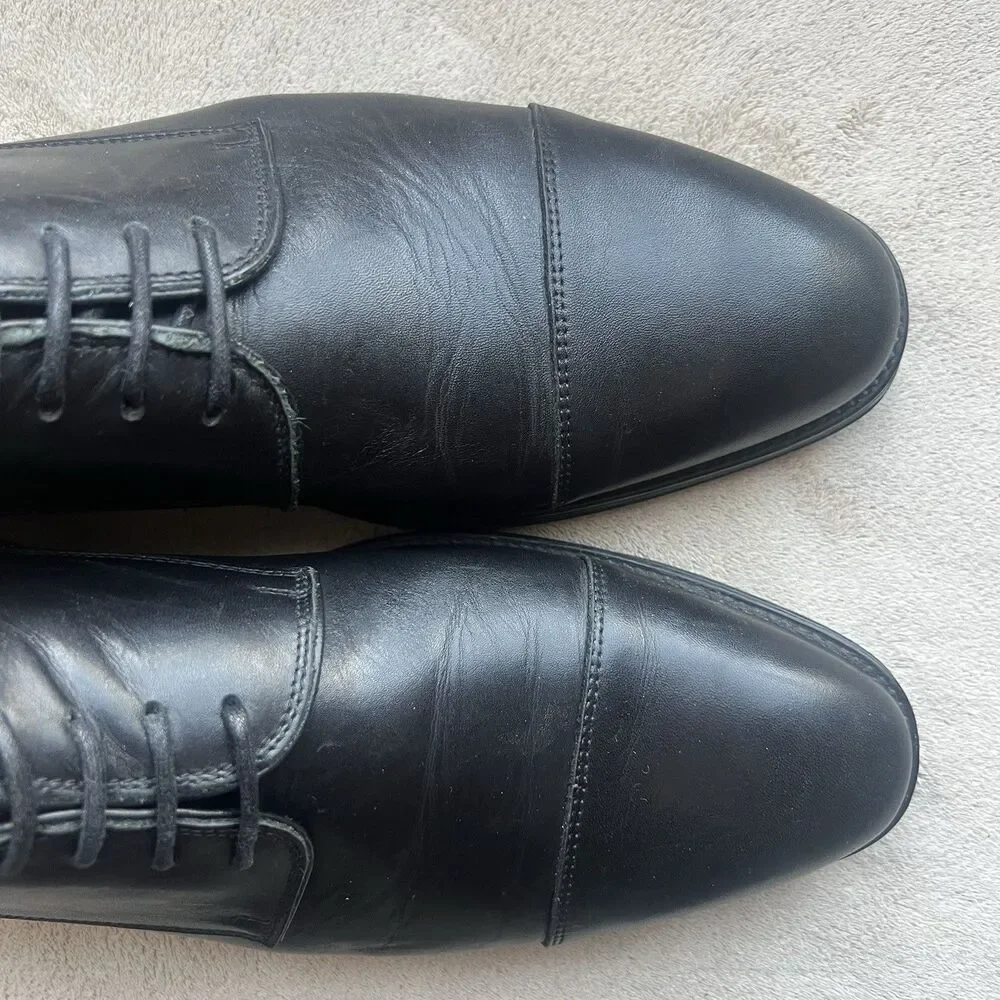 Charles Tyrwhitt‎ Black Leather Cap Toe Oxford Dress Shoes Men's 8 Lace Up Work